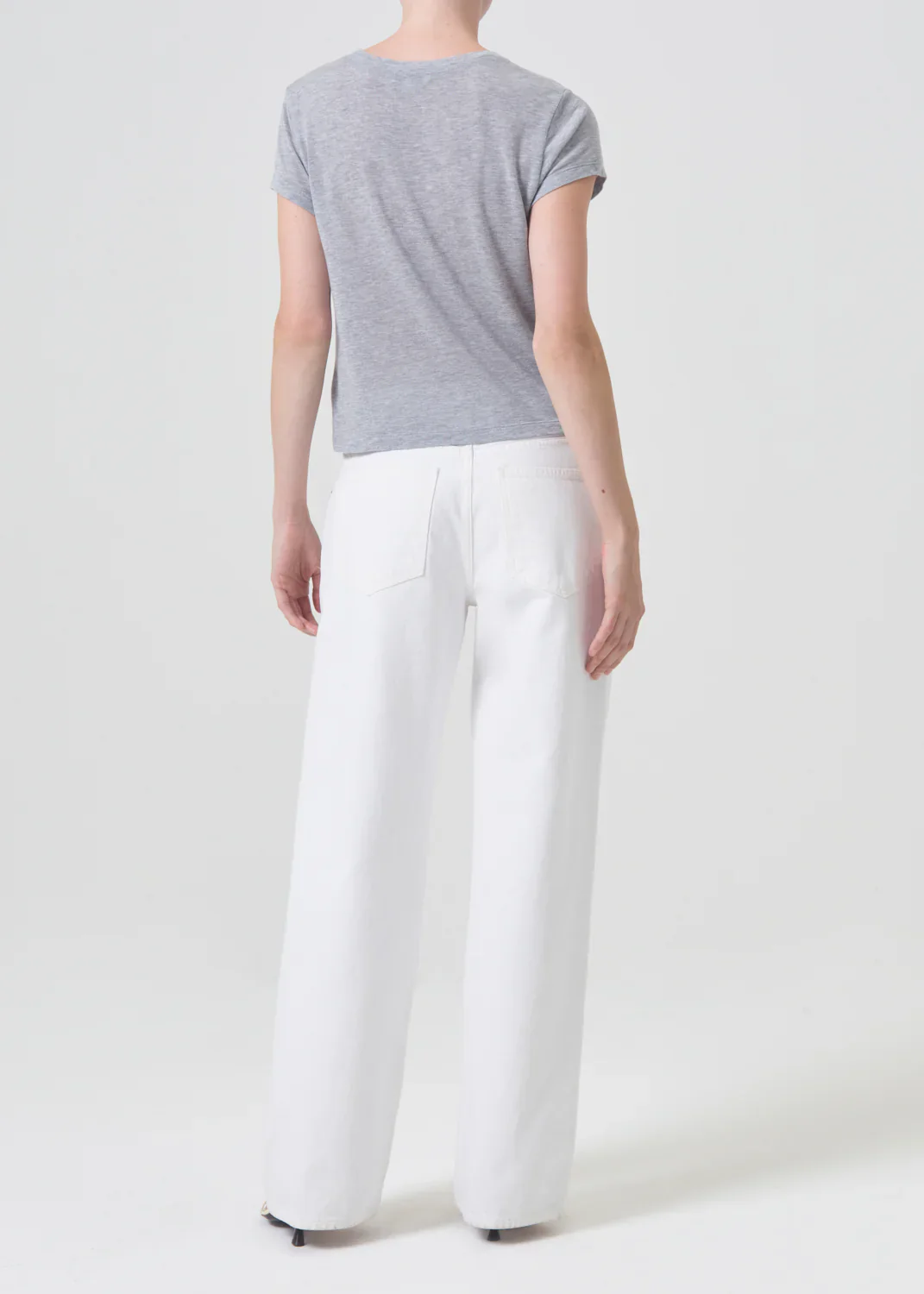 AGOLDE "Adine Shrunken Tee" W - Grey Heather - Image 3
